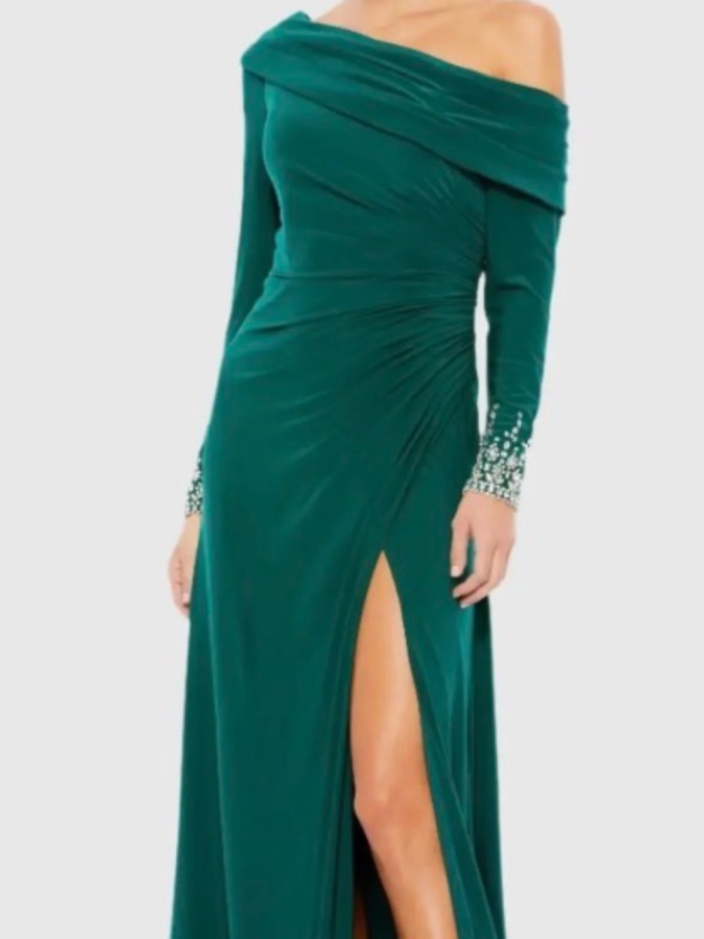 🤩Mac Duggal Emerald Off Shoulder Evening Dress - size 8